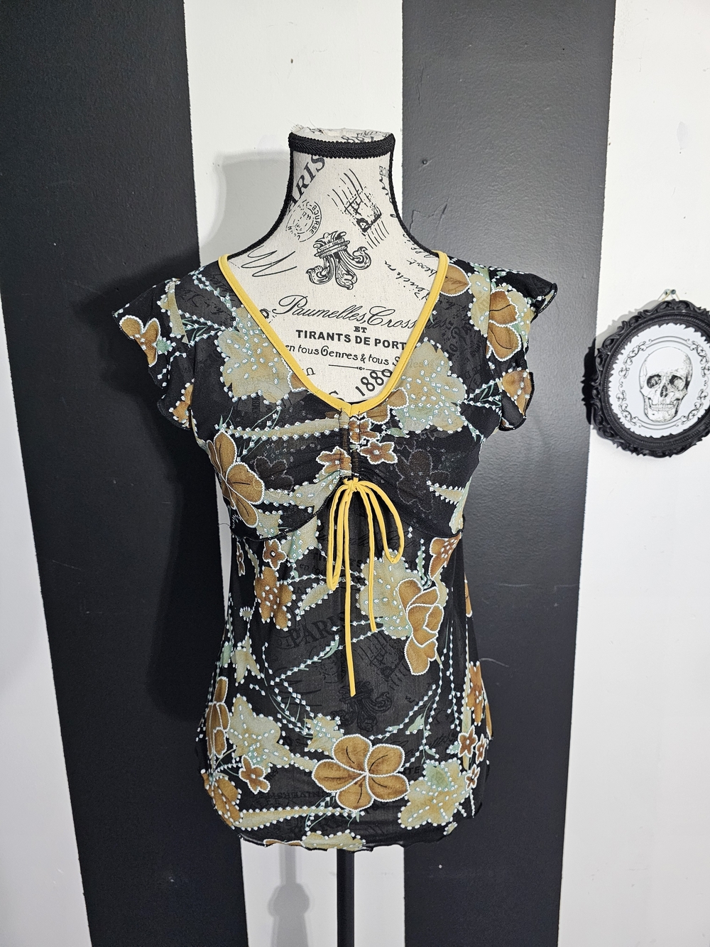 Y2k Mesh Floral Top